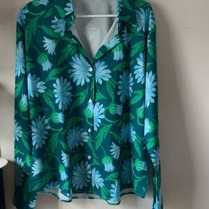 Floral Green and Blue Women's Top